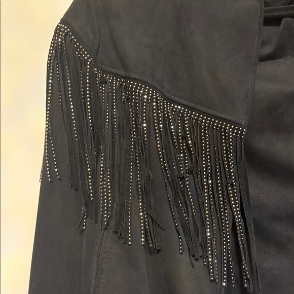 Zara Black faux suede Fringe Women's jacket - Picture 2 of 6